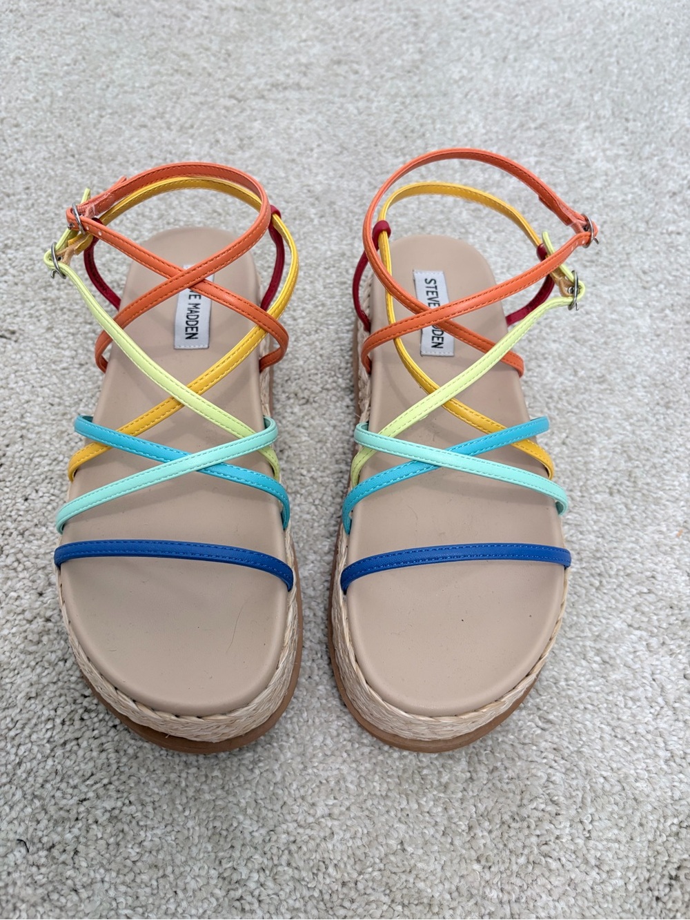 Steve Madden Rainbow Multi-Color Strappy Platform Sandals